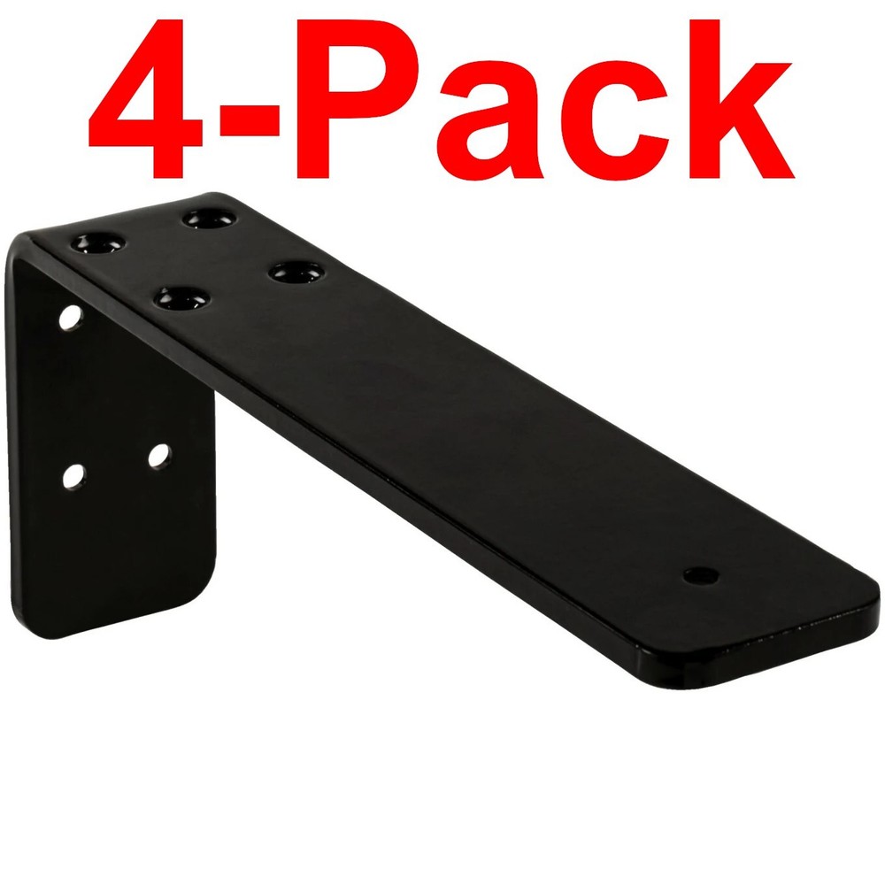 Hardware Resources 4-Pack Steel L-Shaped Counter Bar "L" Support Bracket Black