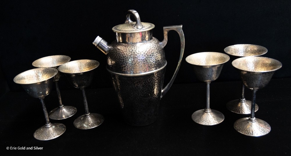 Bernard Rice's Sons inc Apollo e.p.n.s. Pitcher & Cups 6x