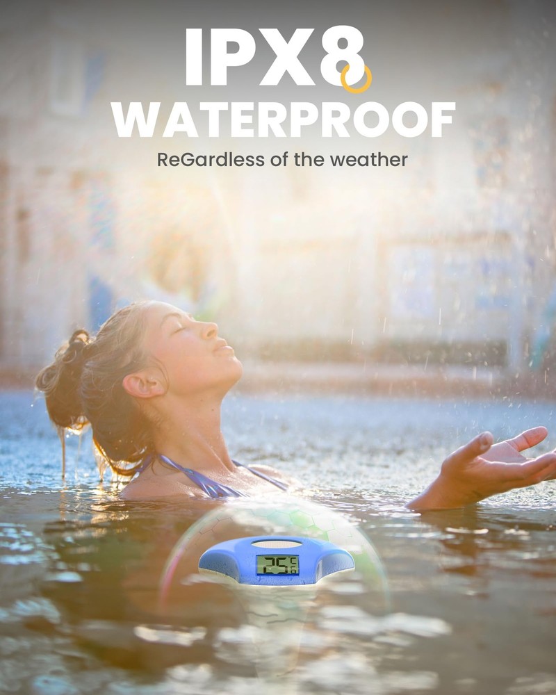 Pool Thermometer Floating Easy Read Solar Powerd With Lcd Large Digital Display