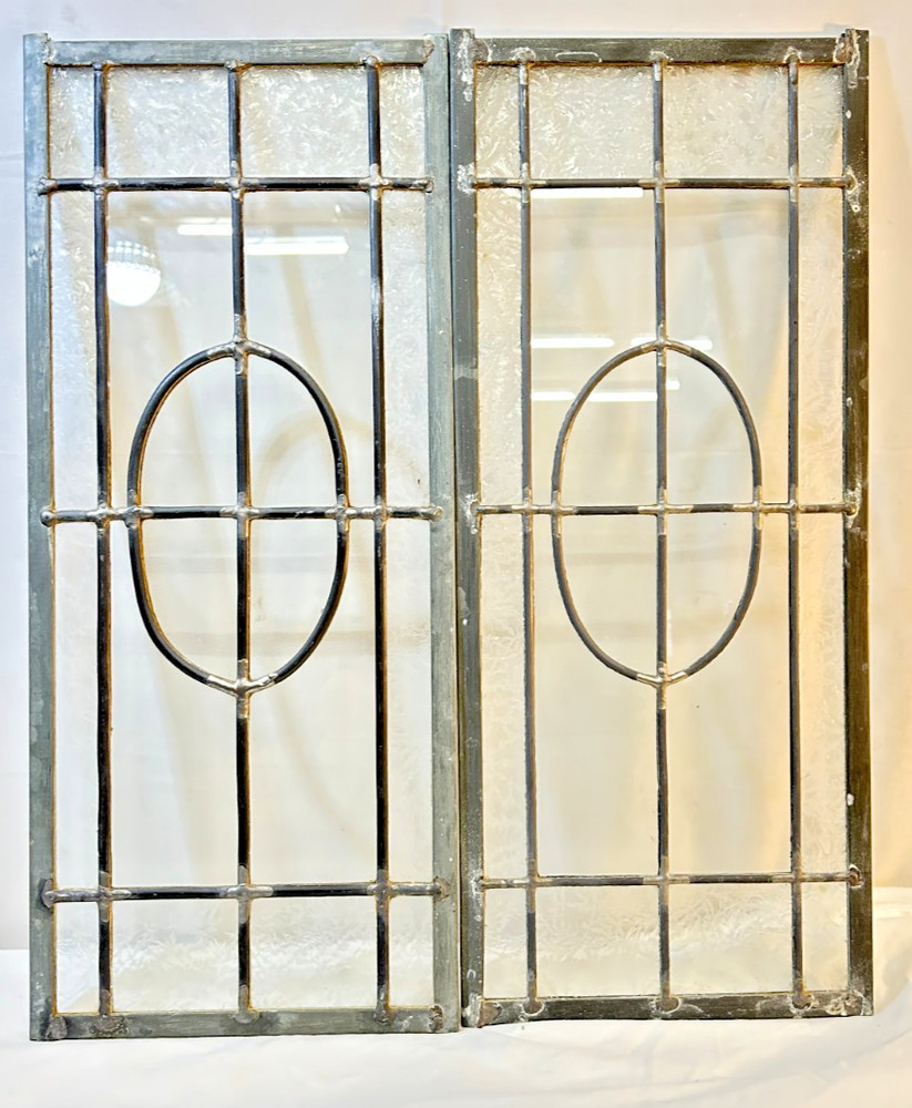 Rectangular Stained Glass Panel frosted design on glass lead frame