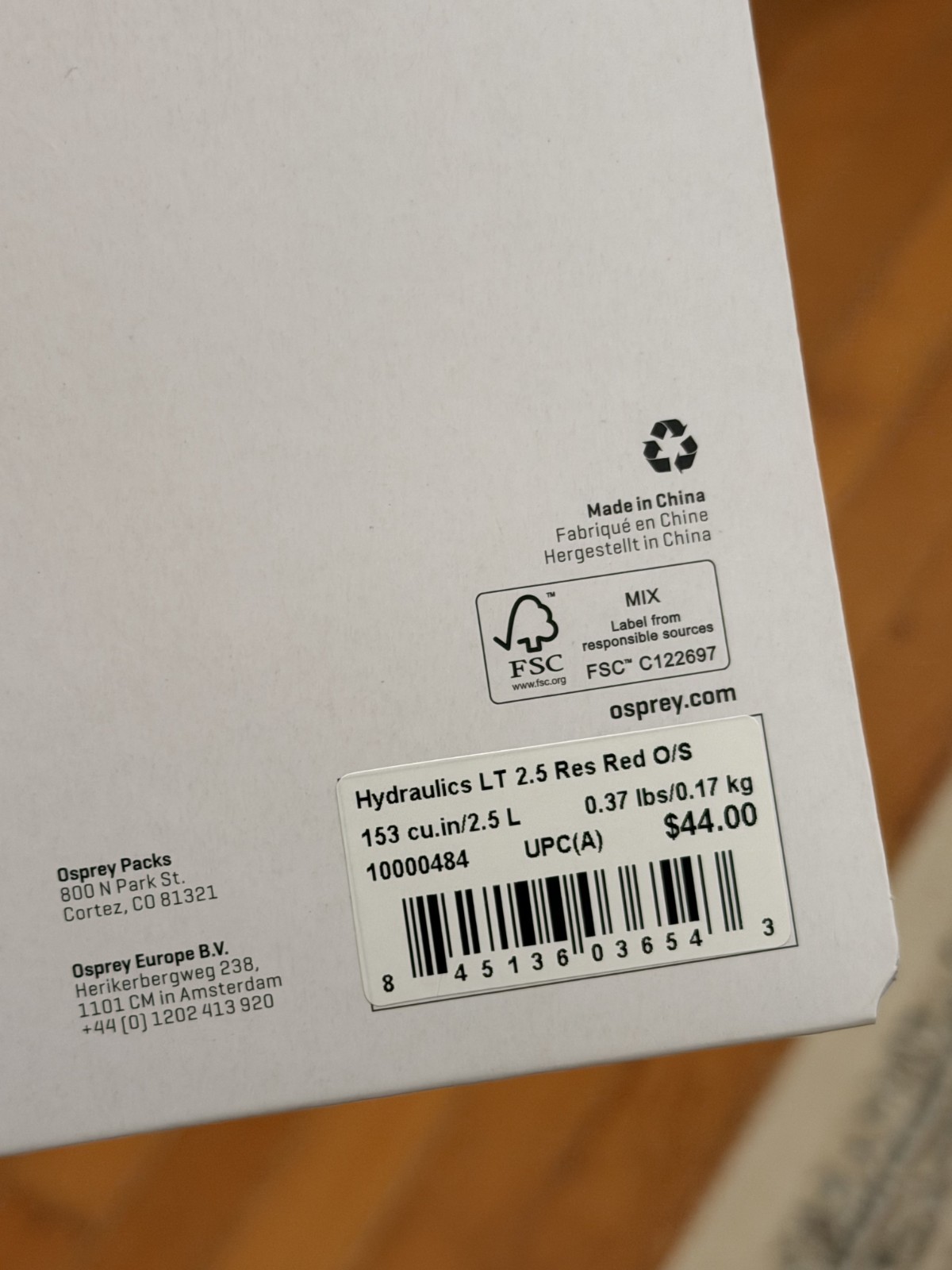 Osprey Hydraulics LT 2.5L Hydration Reservoir — Red — New w Bite Valve, Magnet