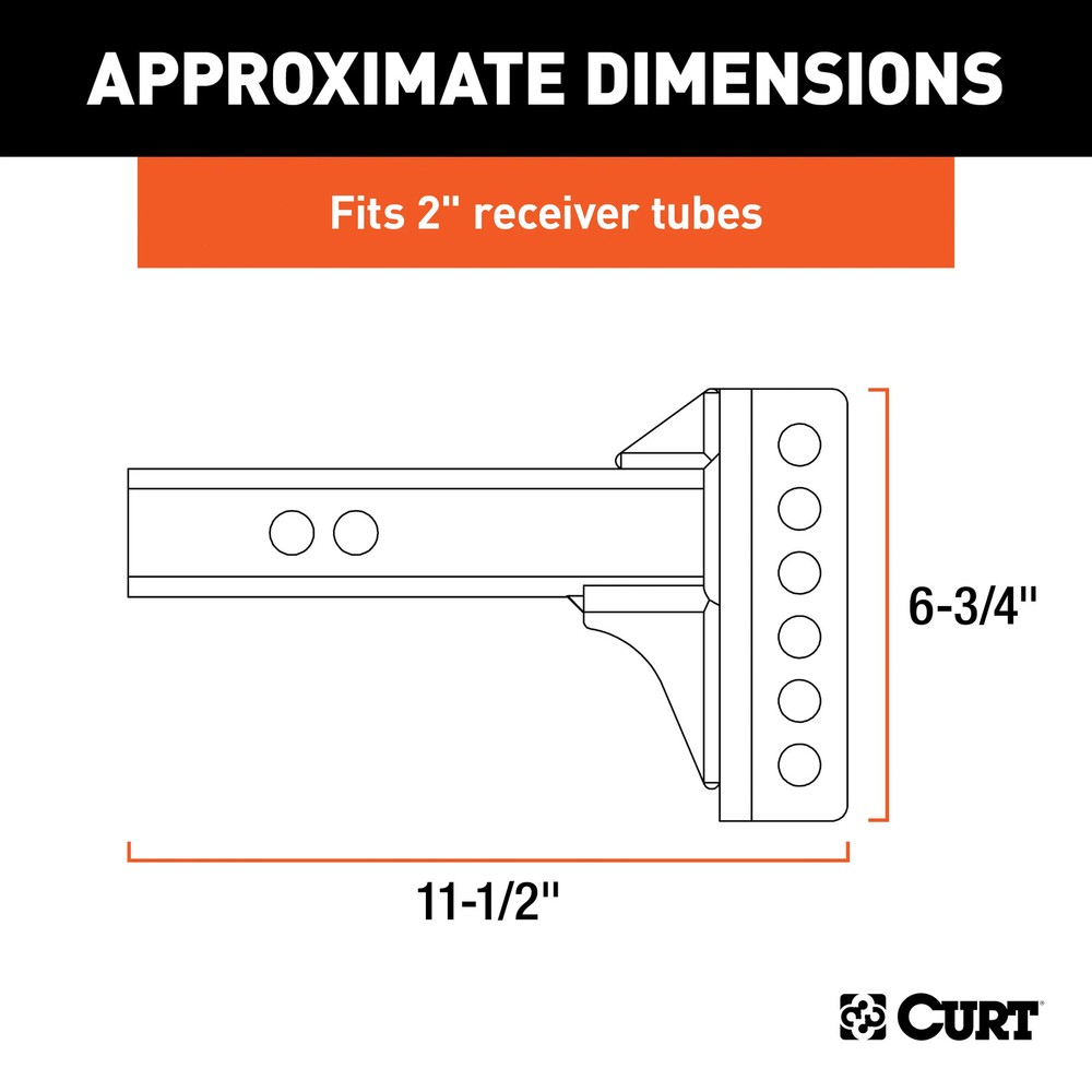 CURT Replacement 2" Adjustable Channel Mount Shank (6,000 lbs.) 45911