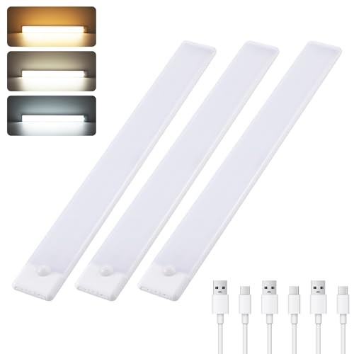 Wireless Under Cabinet Lighting 3 Pack, Magnetic Motion Sensor Light 12 Inch