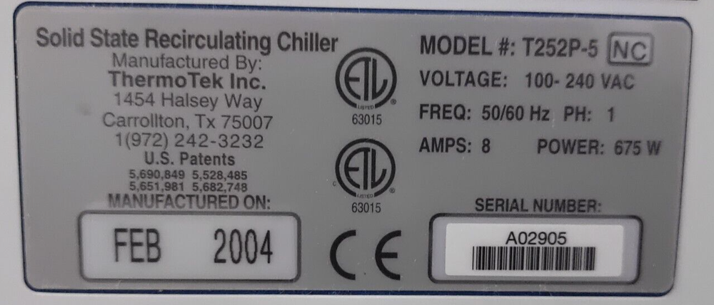 ThermoTek Solid State Recirculating Chiller - T252P-5