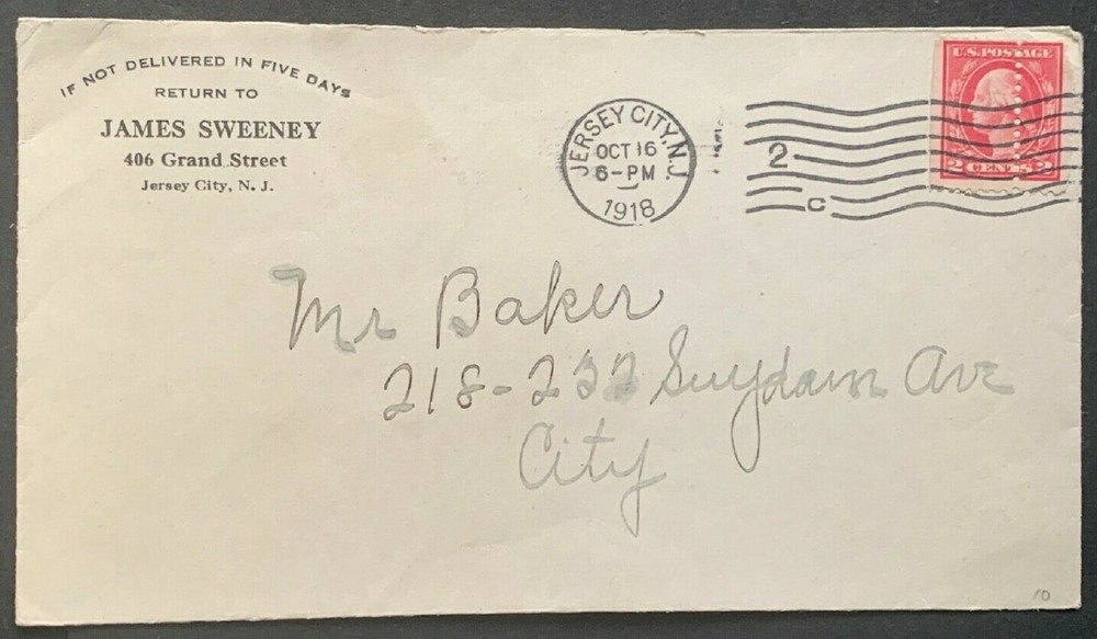 MISPERF - DRAMATIC EXAMPLE on 1918 NJ - DROP RATE Cover - MUST SEE !!