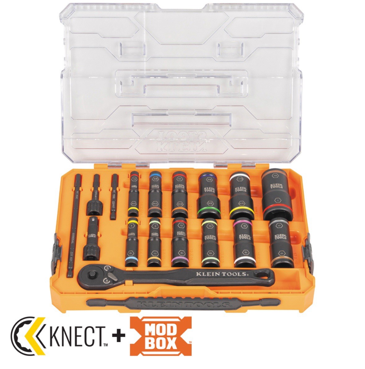 Klein Tools 65626 Flip-24 Deep-Well Heavy-Duty Impact Socket Set SAE/Metric NEW