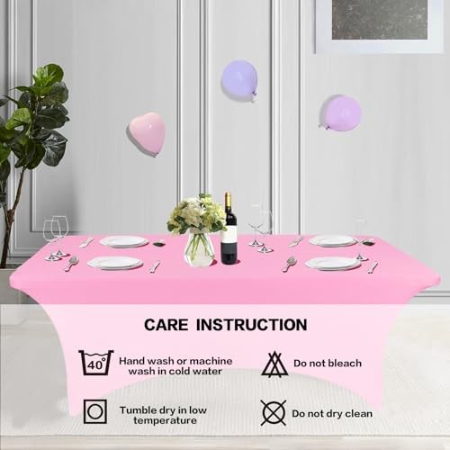 8FT Table Cloth for Rectangular Fitted Events Stretch Table 8 Ft - 1 Pc Pink