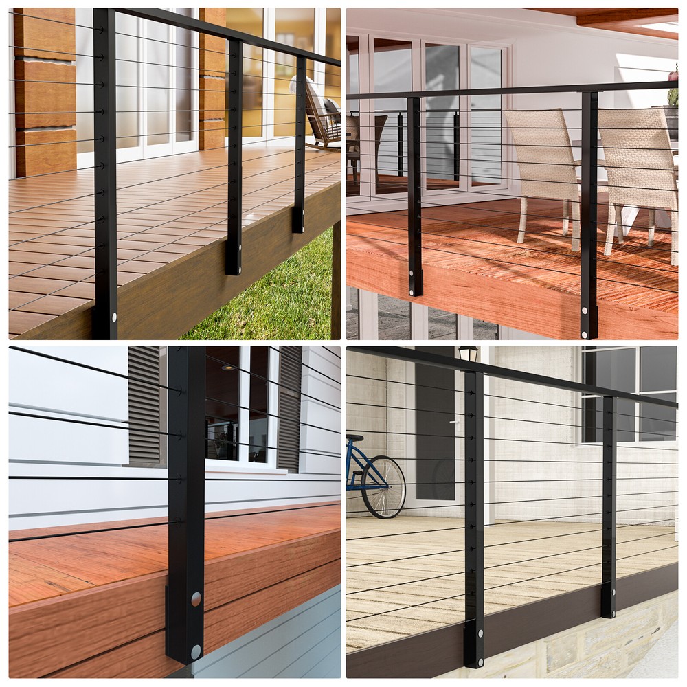 Muzata Level drilled Side Mount Post 36"x2"x2" Fixed Top Cable Railing Post PF02