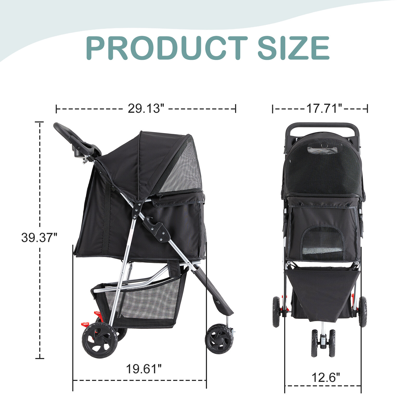 Foldable Pet Stroller for Small to Medium Dogs and Cats with Compact and Sturdy
