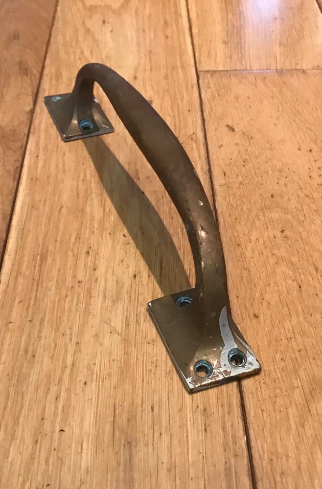 Vintage solid brass pull handle 10” Long (255mm Long) Approx (DR)