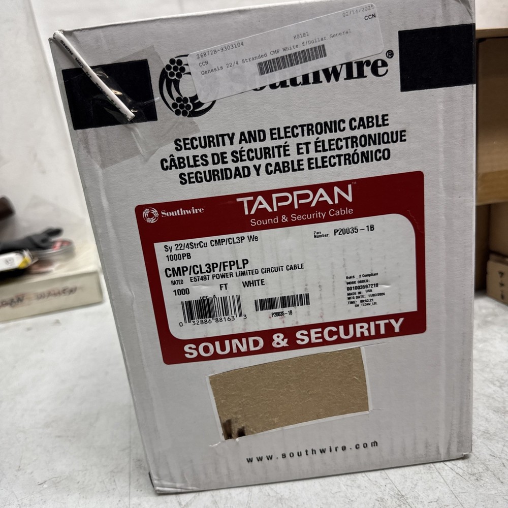 Southwire/Tappan 22/4C Stranded Security/Control Cable Plenum White /1000ft