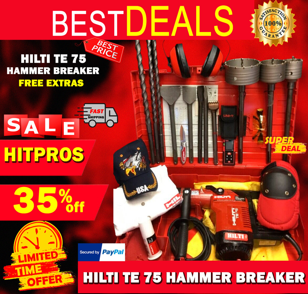 HILTI TE 75, PREOWNED, FREE CHISEL, BITS, LASER METER, FAST SHIP