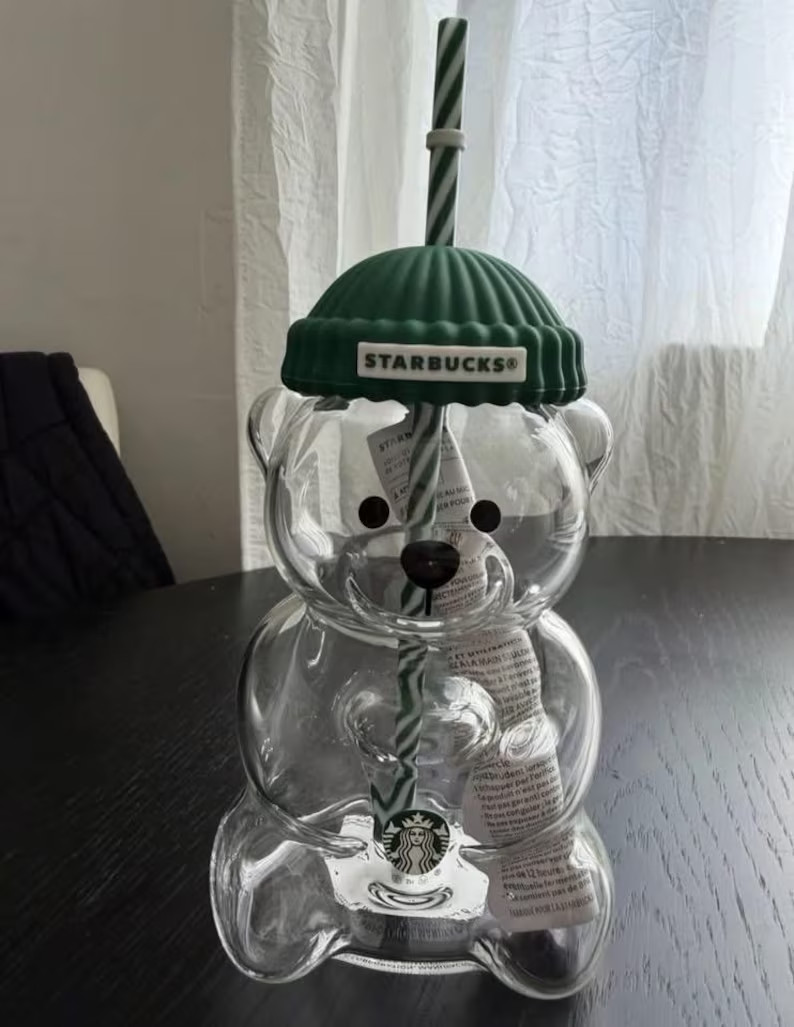 2026 Starbucks Barista Bear Cup Limited Edition Glass Cup Xmas Gifts 503ml New C
