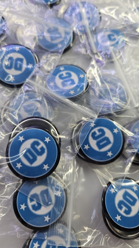 DC Comics - Blue Logo Pinback 1 Inch Buttons - Button 2 Pack - New