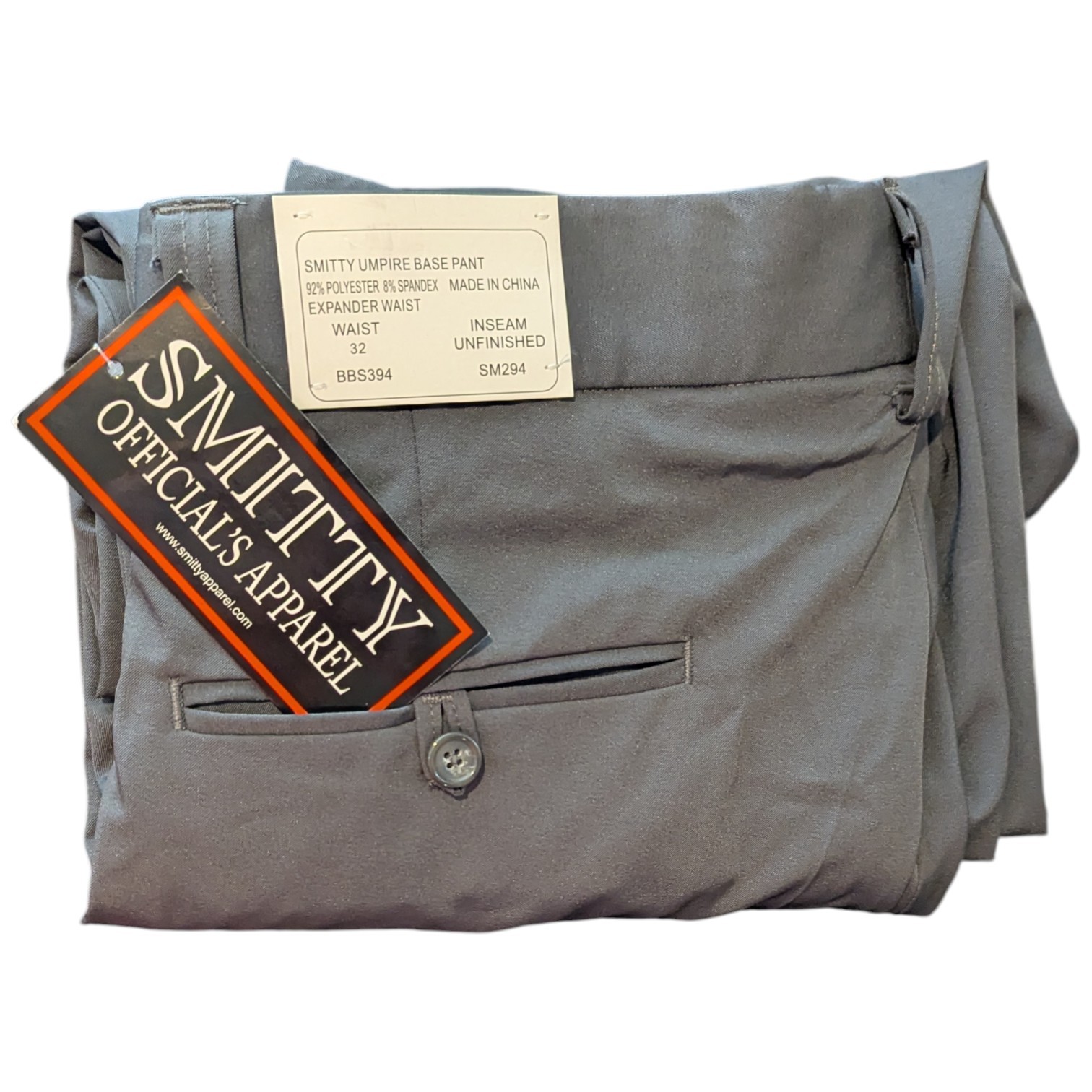 Smitty Officials Apparel Umpire Pants Gray Mens Size 32x37.5 Expanding Waist