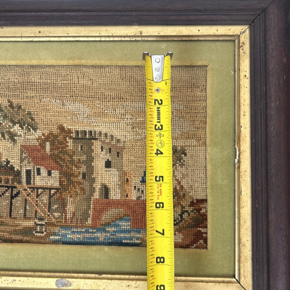 Vintage Framed Needlepoint Castle