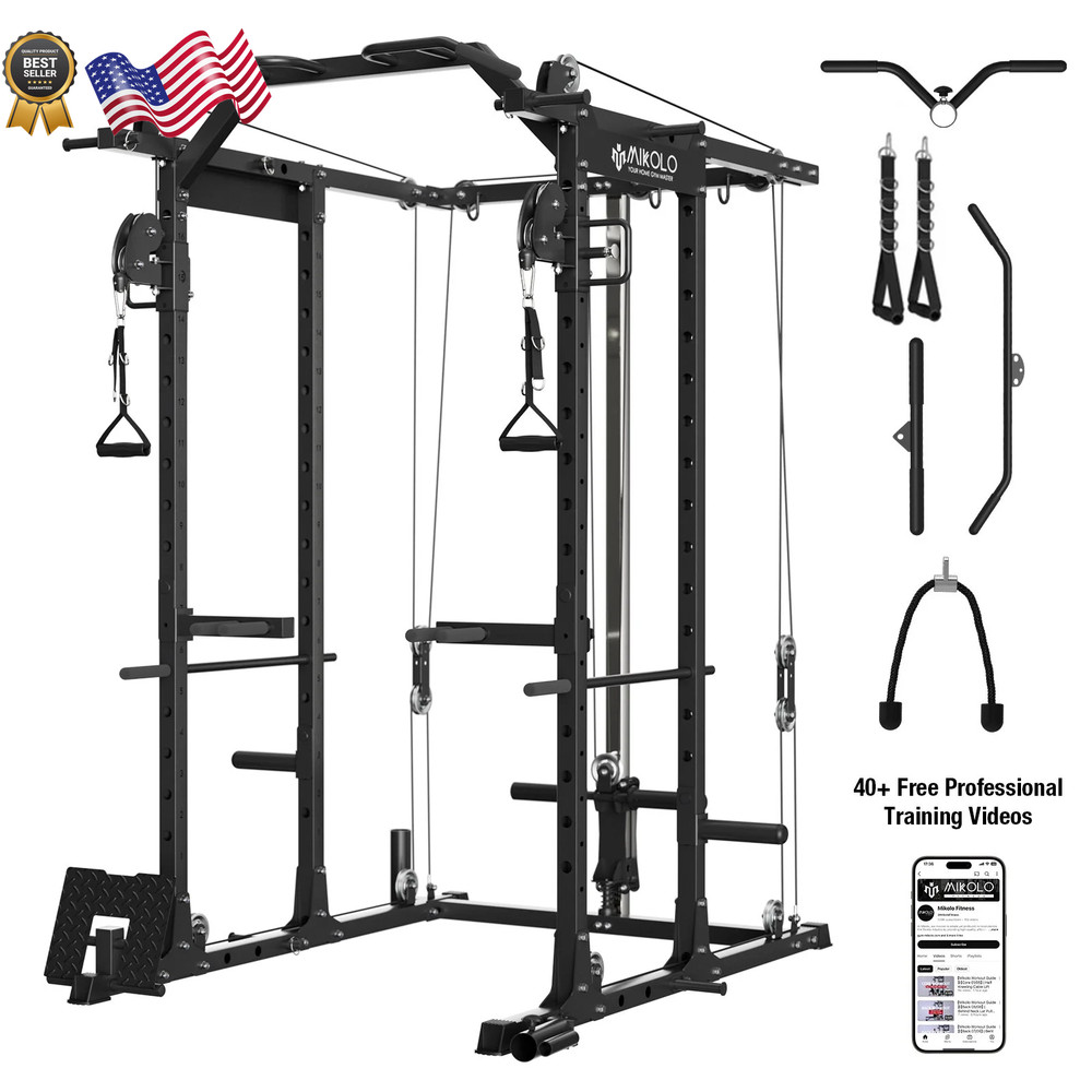 Power Rack Cage Weight Rack with Cable Crossover Machine,Multi-Function