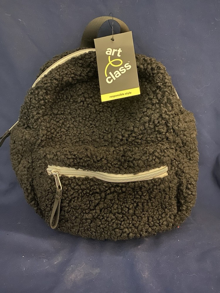 Art Class Black Faux Shearling Mini Backpack