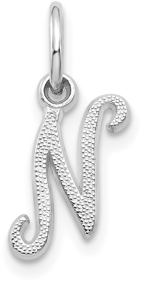 10K White Gold Initial N Charm