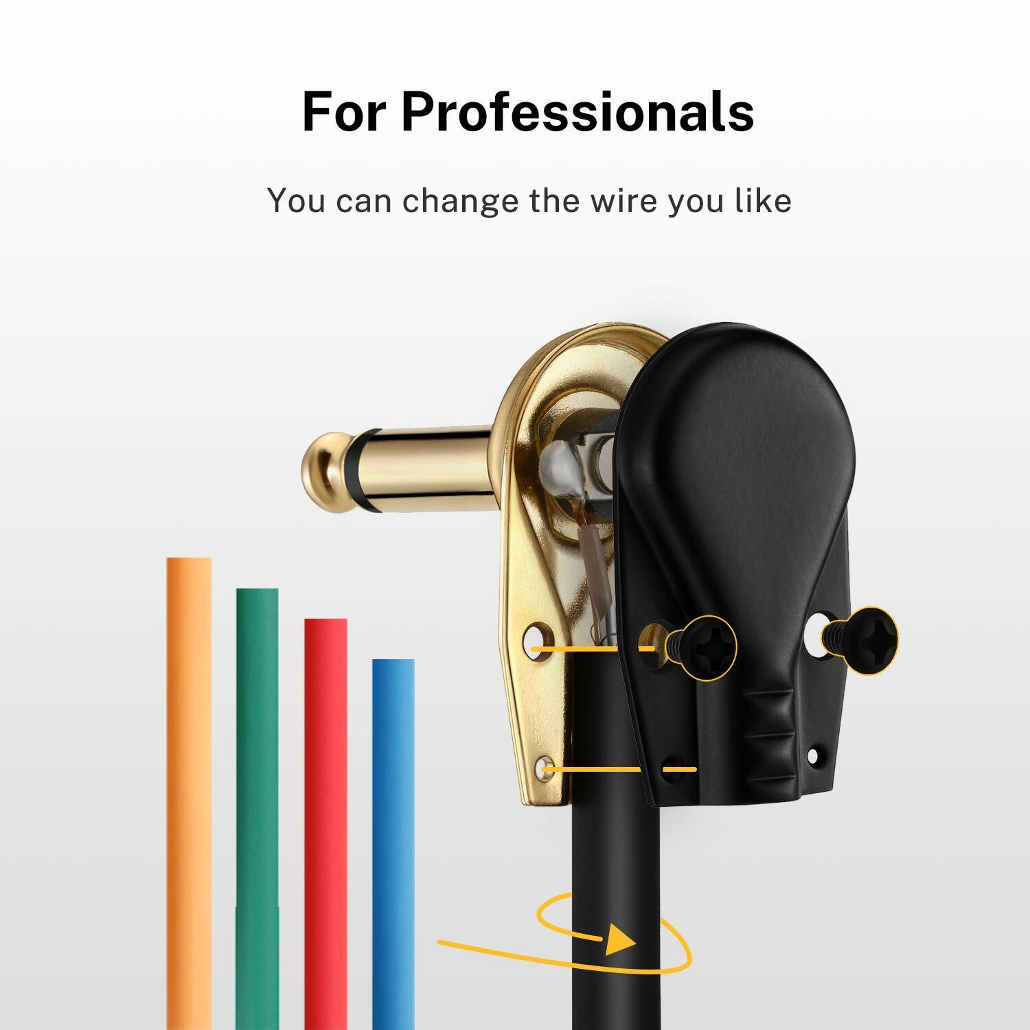 🎸 Donner 6 Pack Noiseless 6 in Patch Cables Effects Pedal Lead 1/4" Right Angle