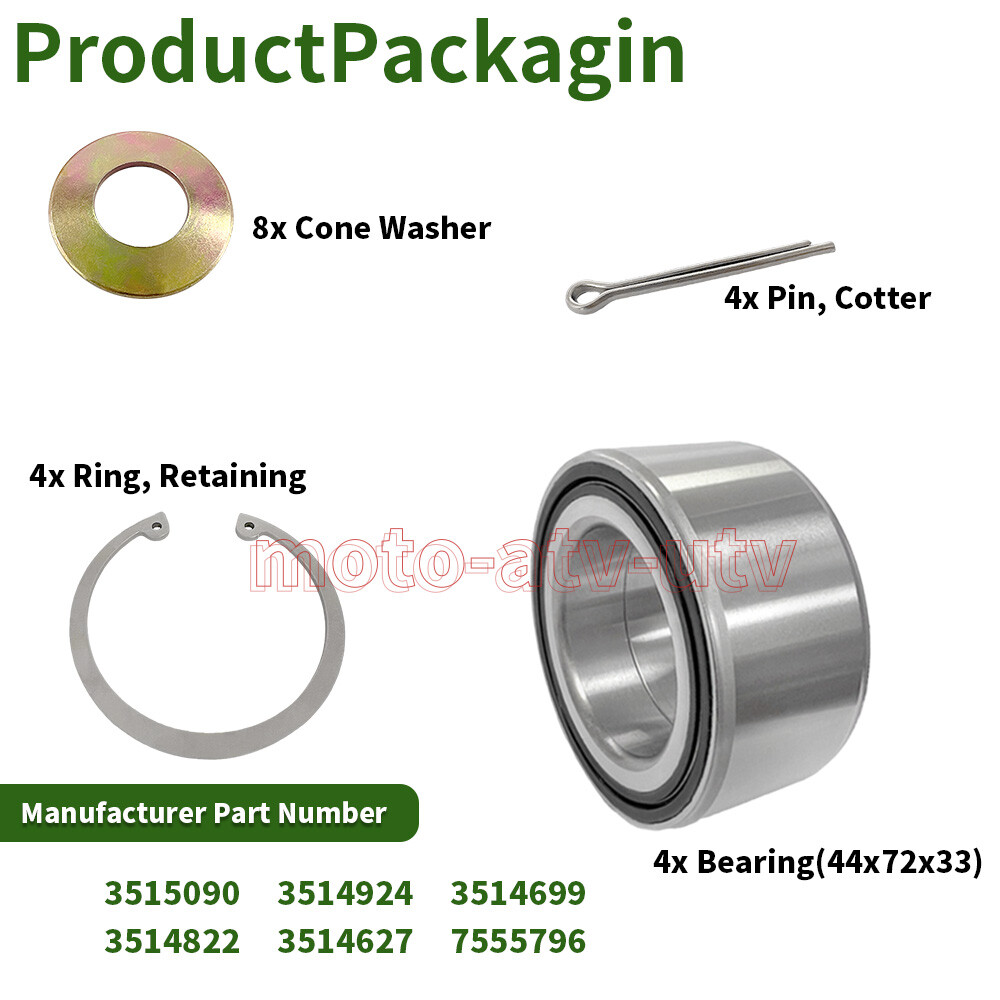 Front Rear Wheel Bearings Kit Set for Polaris Sportsman 550 850 1000 2009-2022