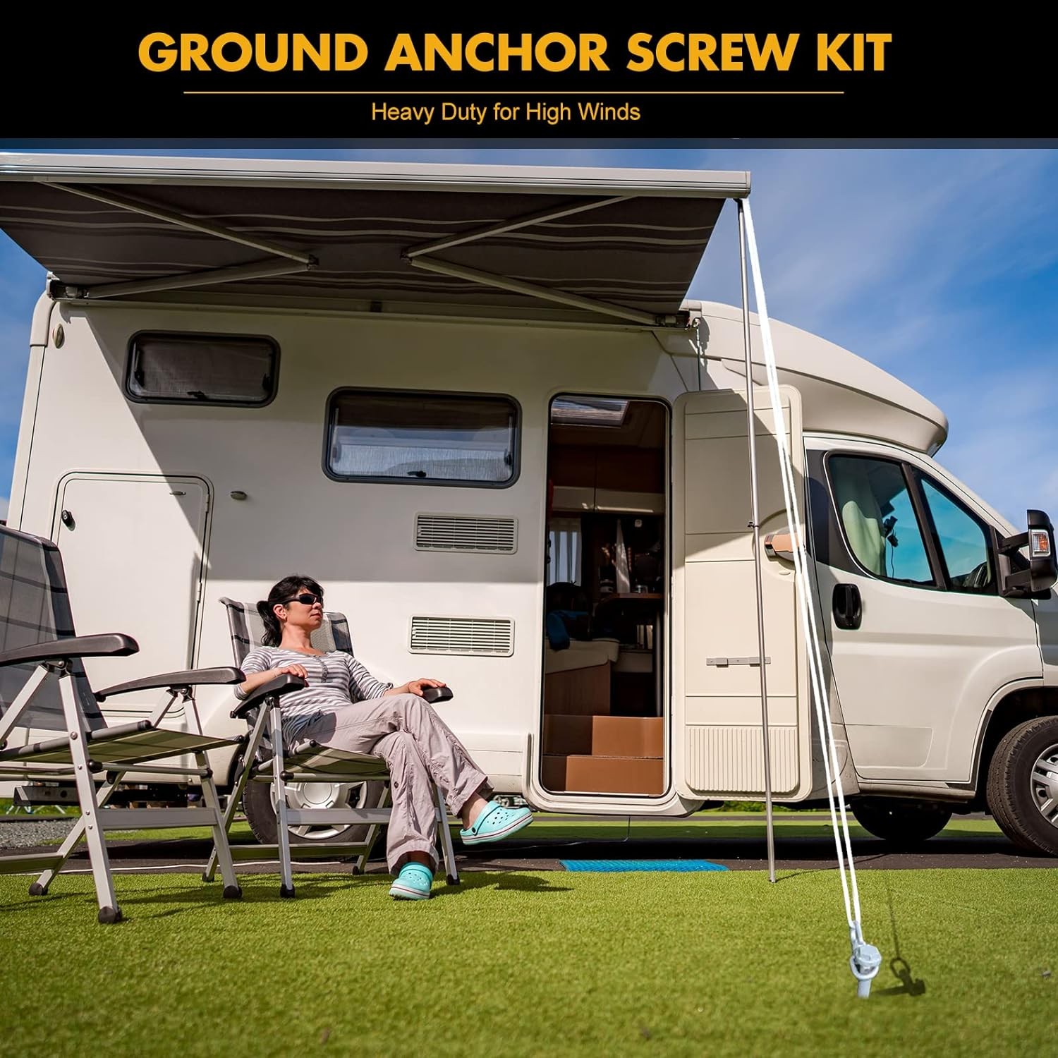 12-Inch Ground Anchors Screw-In Tent Stakes, 8-Piece Set