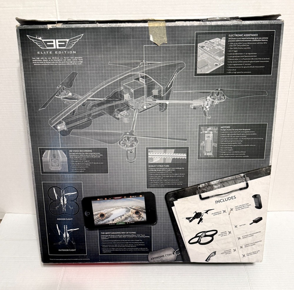 Parrot AR Drone 2.0 Elite Edition. HD Camera. Smart Phone Ctrl. (Read descript)