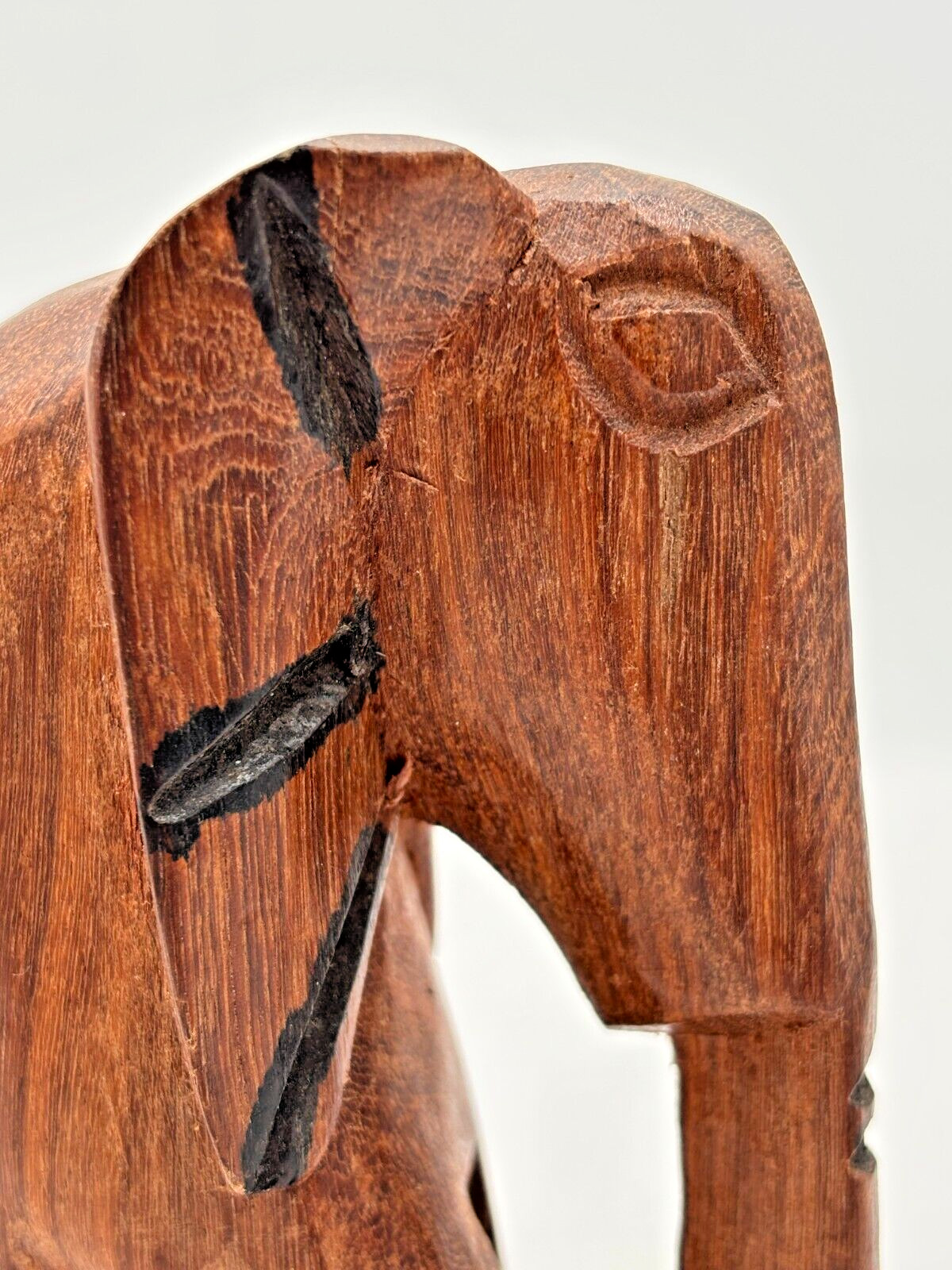 Vintage Hand Carved Wooden Elephant Figurine Rosewood Primitive Africa 5.5"H