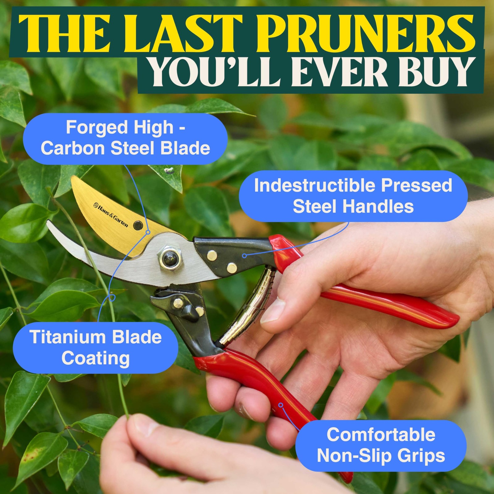 ForgedPRO 8.75" Heavy Duty Professional Titanium Bypass Pruning Shears - Use ...