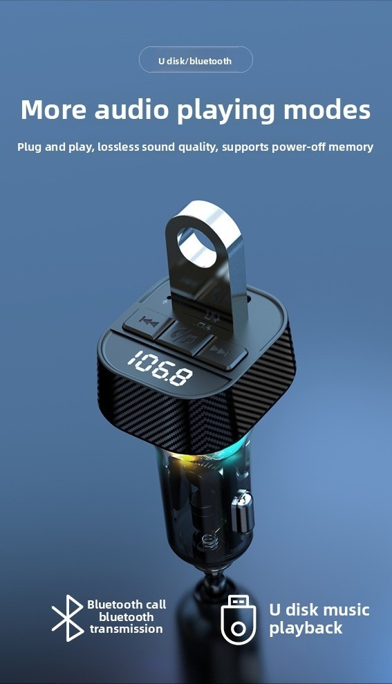 Hands-Free Bluetooth FM Transmitter MP3 Player PD Fast Car Charger