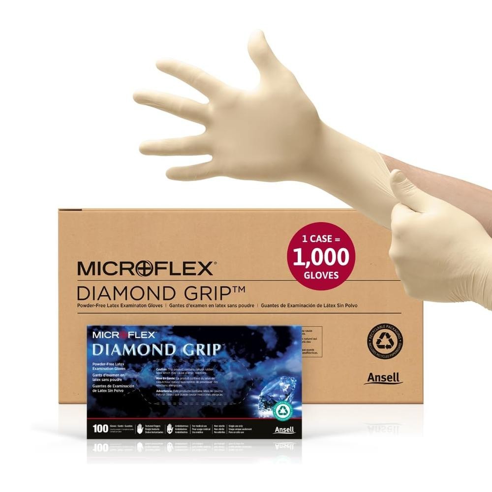 Microflex MF300 MEDIUM Diamond Grip Latex Gloves