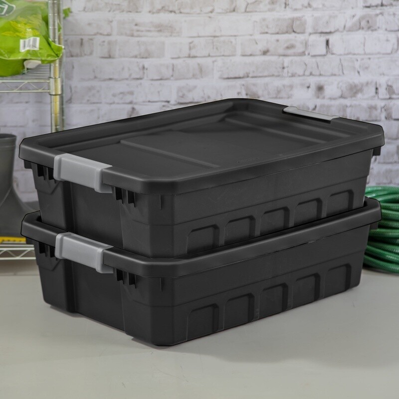 10 Gallon Stackable Storage Bins W/ Latch Lid Durable Plastic Tote 6 Count Box