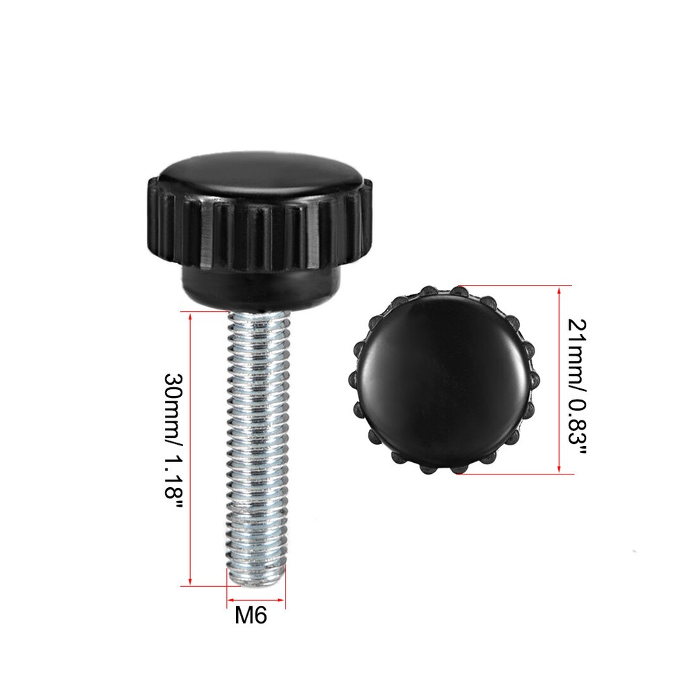 M6 x 30mm male thread knurled locking knobs 2 pcs