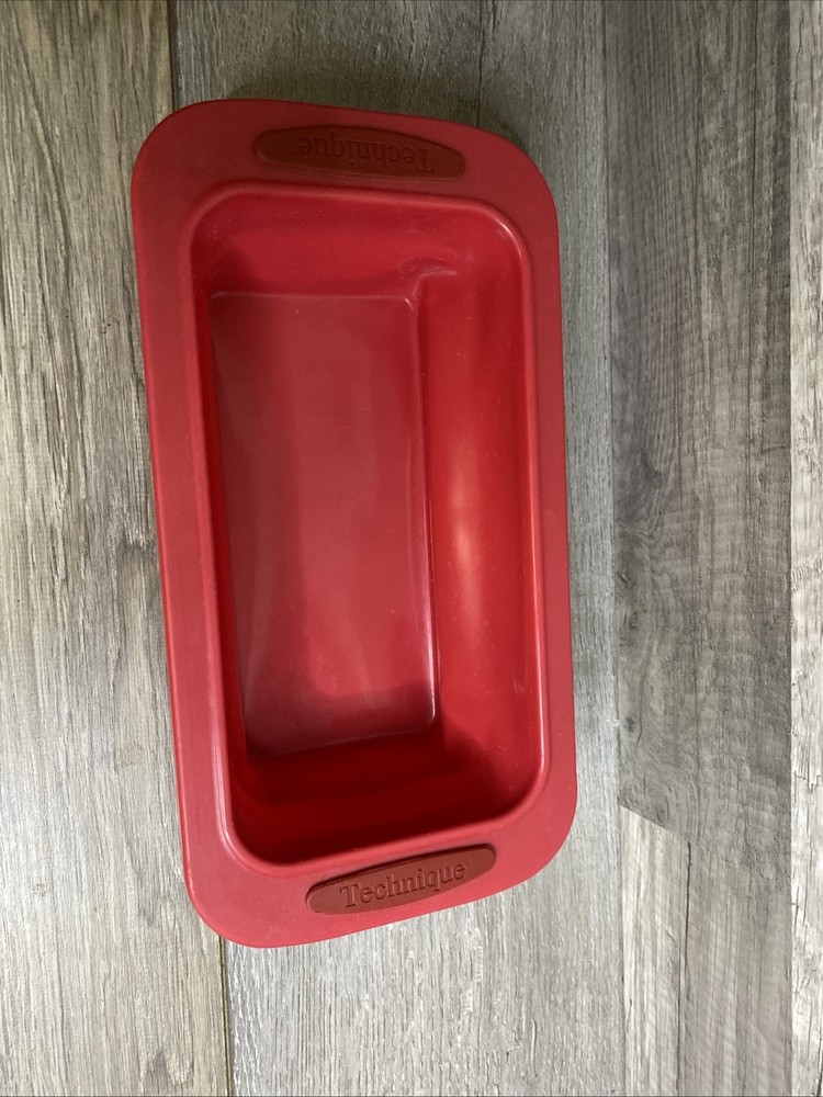 Technique Red Silicone Collapsible Loaf Pan Rectangular Bread Meatloaf Baker