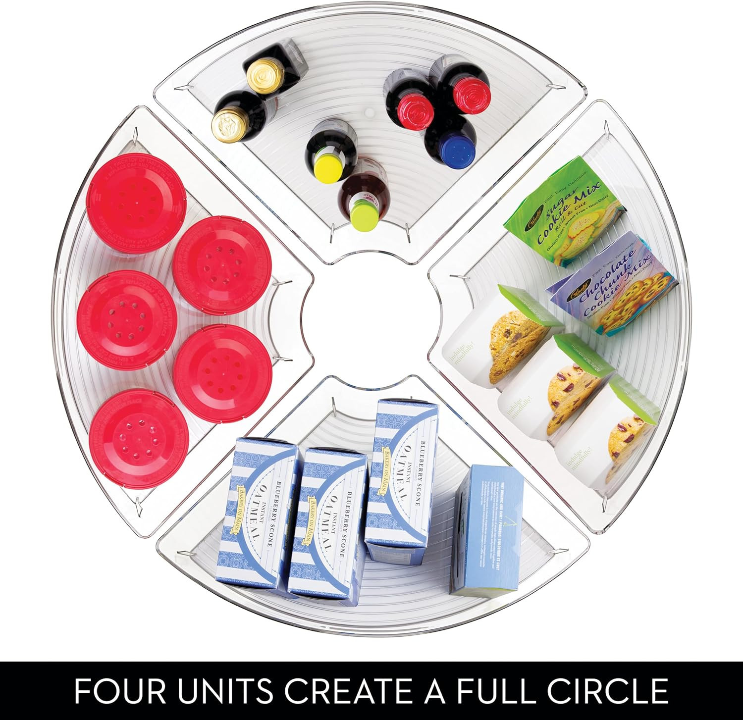 Clear Plastic 1/4 Wedge Bin for Corner Lazy Susan Cabinet, Kitchen Cabinet Organ