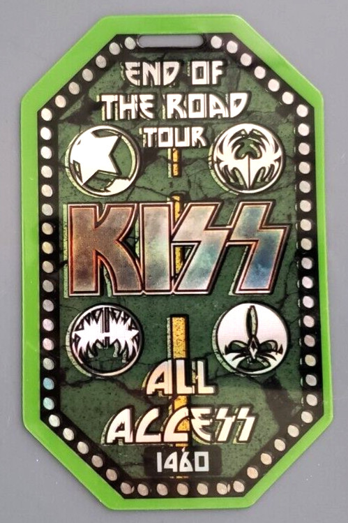 ORIGINAL KISS END OF THE ROAD TOUR ALL ACCESS LAMINATED BACKSTAGE PASS GREEN