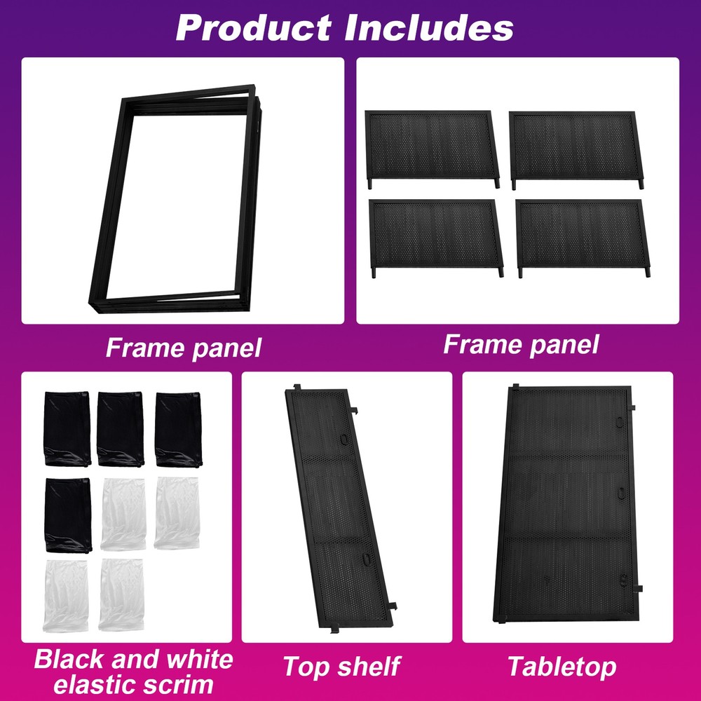 DJ Table Stand Foldable Booth Facade w/storage Bag +Built in Flat Table 21X42"