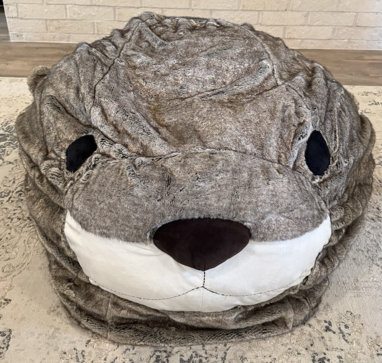 Pottery Barn Teen Otter Critter Faux Fur Beanbag SlipCover 3D Large NWT