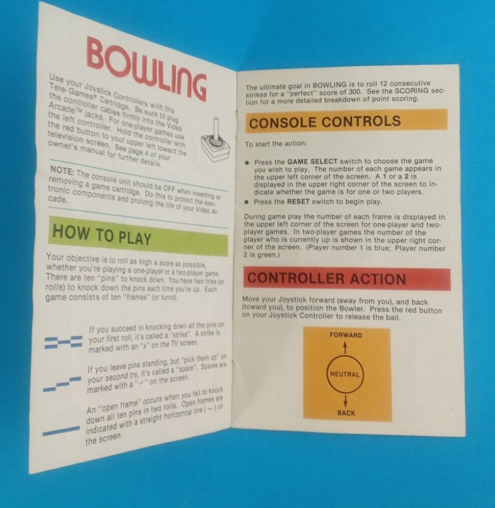 Atari 2600 Bowling Instructions Manual