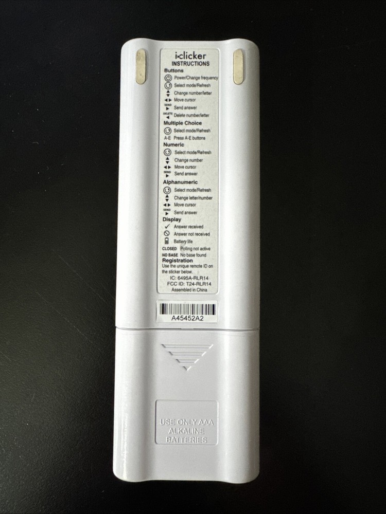 iClicker 2 Student Remote Classroom Response Controller White