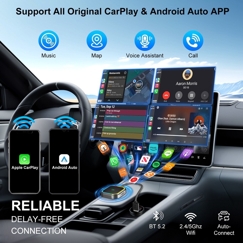 USB Auto Wireless CarPlay Adapter For Apple Android Wireless Dongle Plug ＆ Play