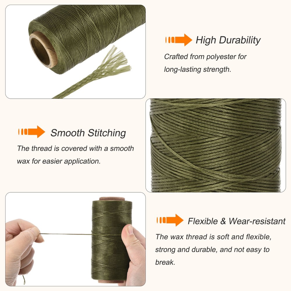 284 Yard 0.8mm 150D Flat Waxed Thread Polyester, Dark Green