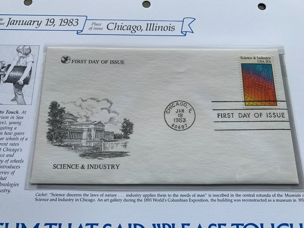 Science & Technology to Touch 1983 First Day Issue Stamp Commemorative Display