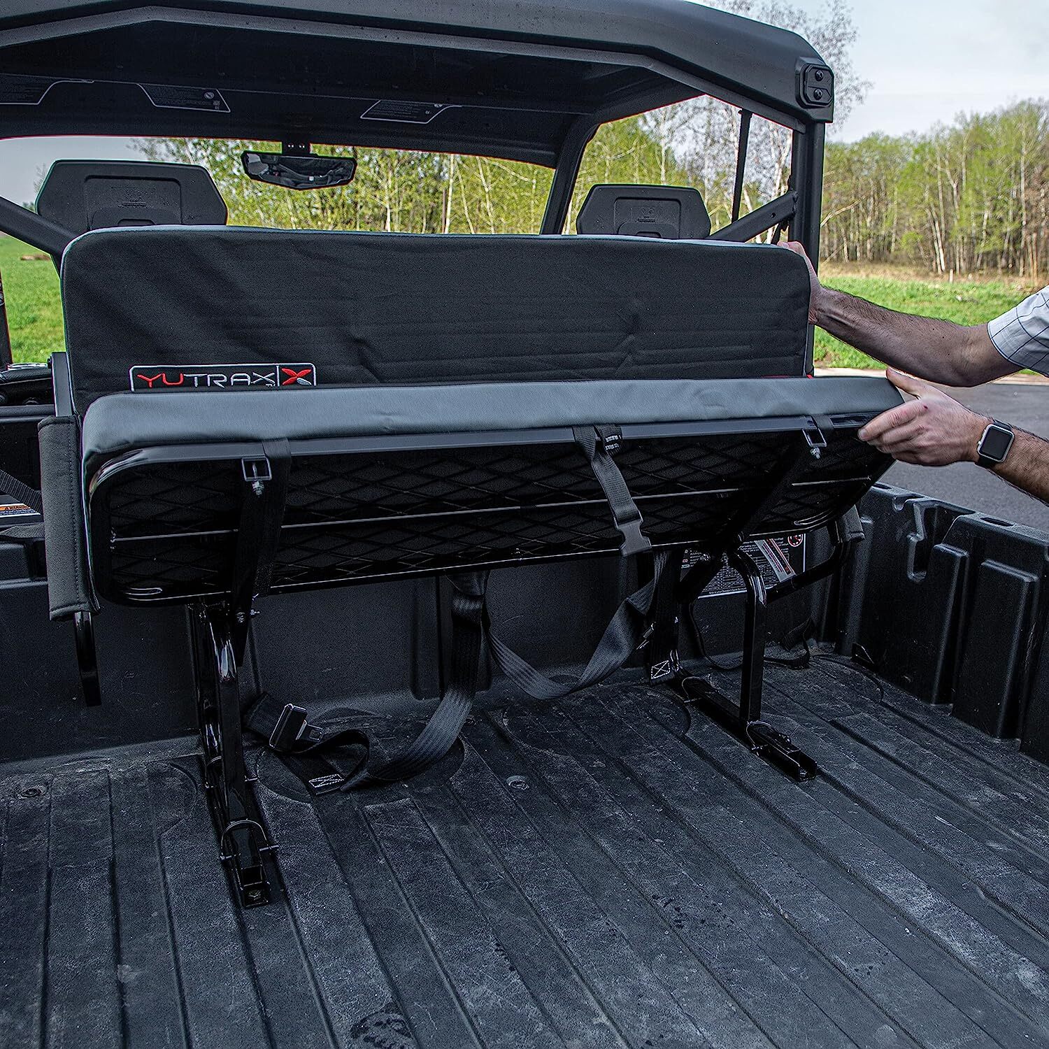 UTV Flip Up Jump Seat Cushioned Padded Rear Facing Seating Black Universal Mount