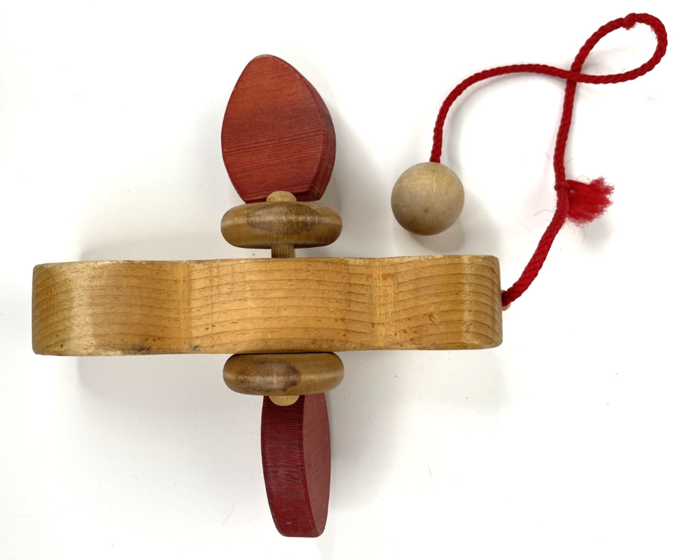 Vintage Wooden Pull Toy Bee Bug Pull Along Toy