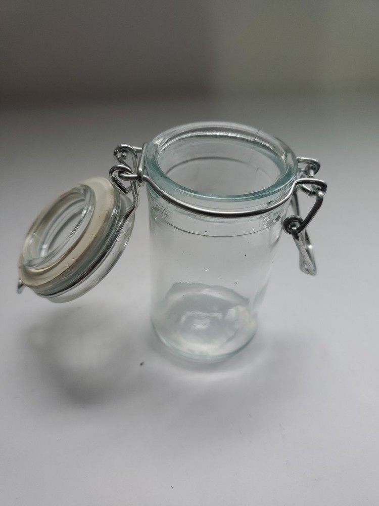 5 Pack Mini Glass Round Jar W/ Latch Craft Storage Decorative Container Kitchen