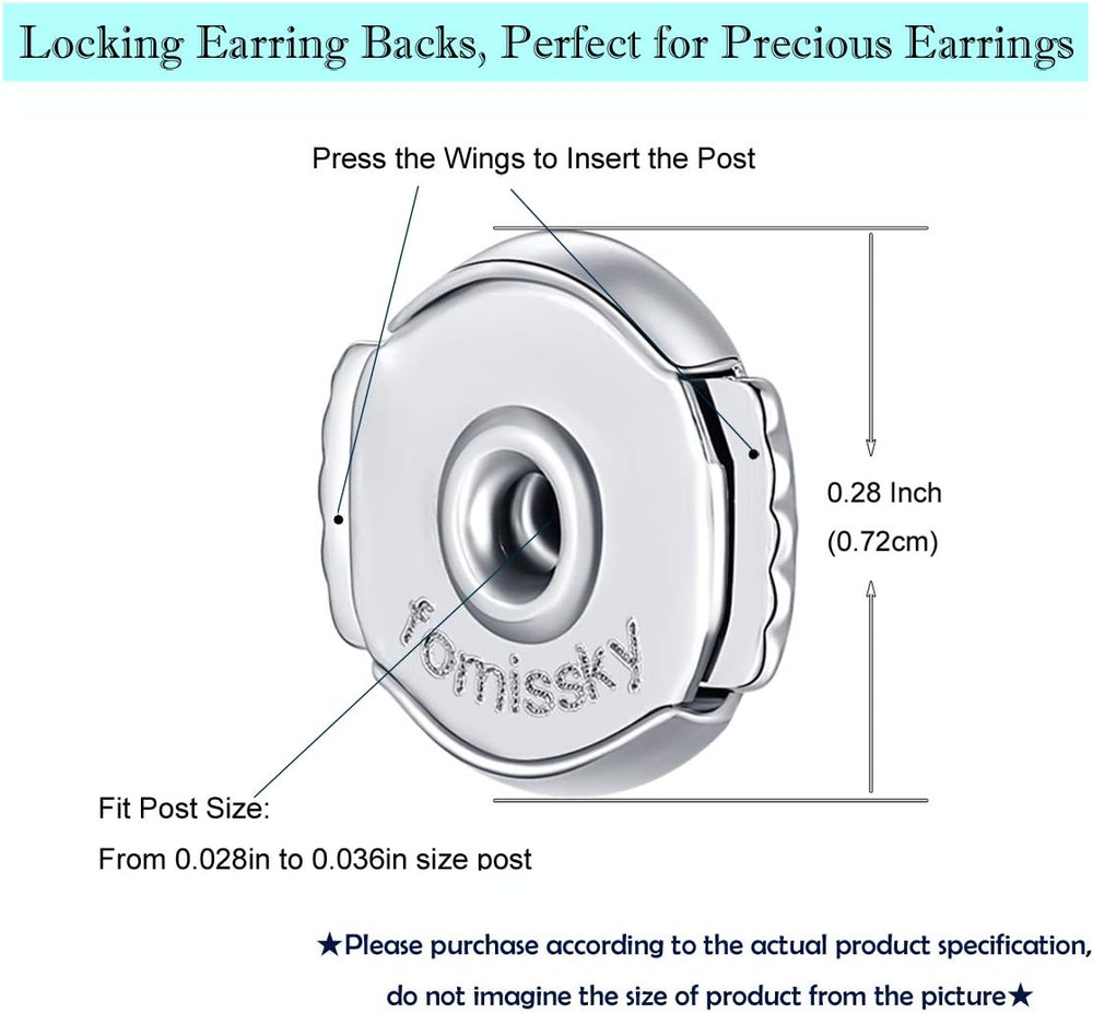 Fomissky-Sisa Locking Earring Backs for Studs, 2 Pairs Secure Spring Earing Back
