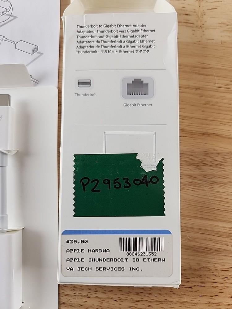 Apple A1433 Thunderbolt to Gigabit Ethernet Adapter