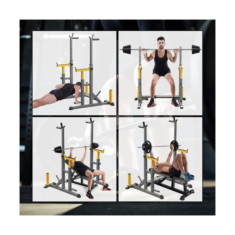 Adjustable Squat Rack,Multi-Function Barbell Rack for Weight Lifting and Home...