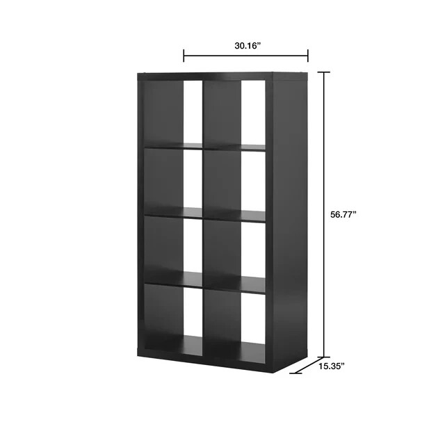 Large 8-Cube Open Storage Organizer Shelves Bookcase, Easy Assembly, Black